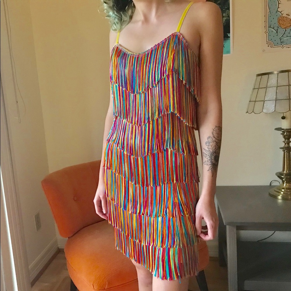 1920 flapper fringe dress MULTICOLORED